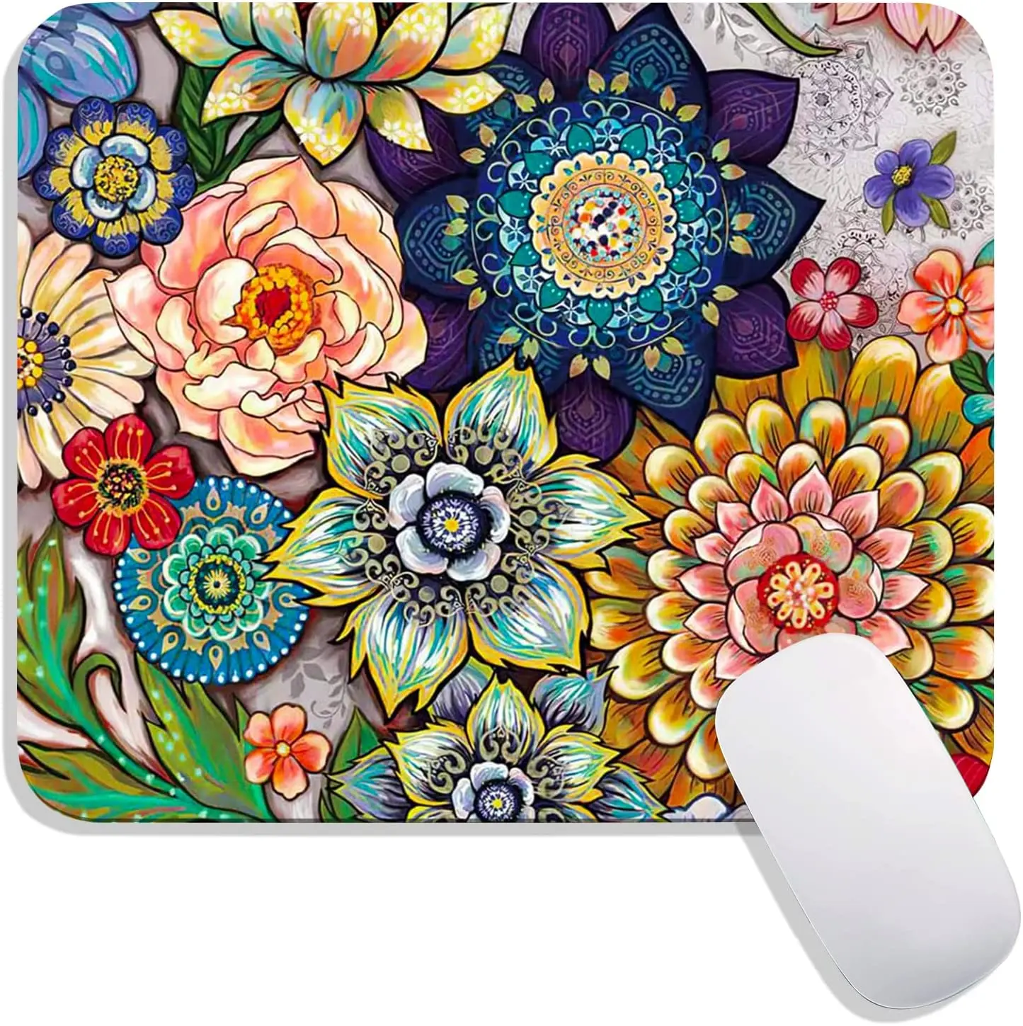 Pretty Flower Mouse Pad Personalized Premium-Textured Mousepads Design Non-Slip Rubber Base Computer Mouse Pads 9.7x7.9 In