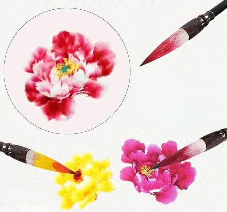 Multiple Hair Brush Pen Large Chinese Calligraphy Brush Pen Chinese Drawing Peony Flower Bird Watercolor Freehand Special Brush – Detail 6
