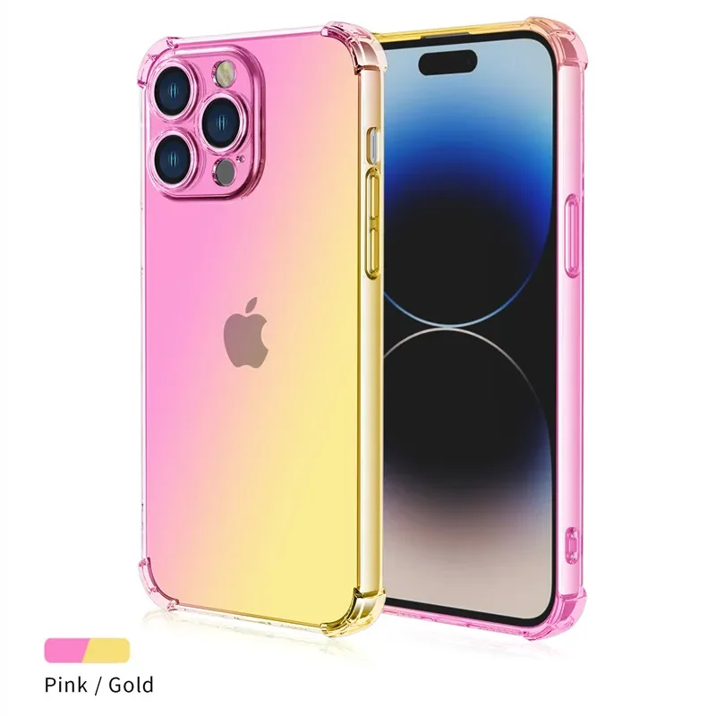 thumbnail image 1 of Gradient Airbag TPU Case For iPhone 15 Pro Max 14 Plus 13 12 Mini 11 XR XS Max SE 7 8 Plus Cover Shockproof Fundas Coque Shell, 1 of 5