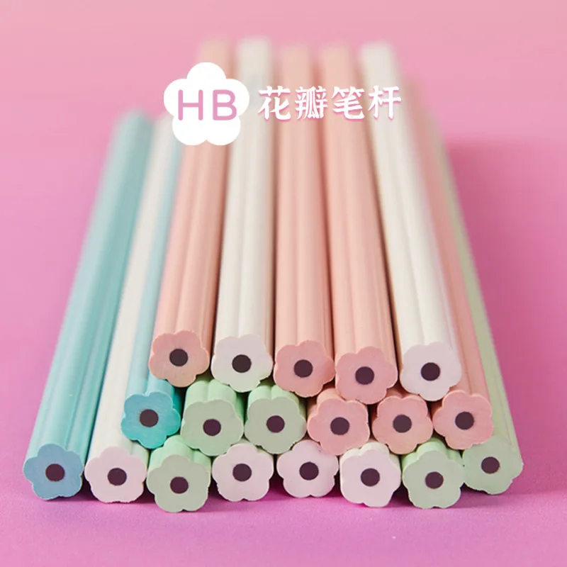 50Pcs/Pack 2B/HB Pencils Petal flower pencil love heart Standard Pencil Macaron color Cute Stationery Office School Supplies supplies keys lanyard office flower chest card id card clips retractable badge reel nurse badge holder name card holder