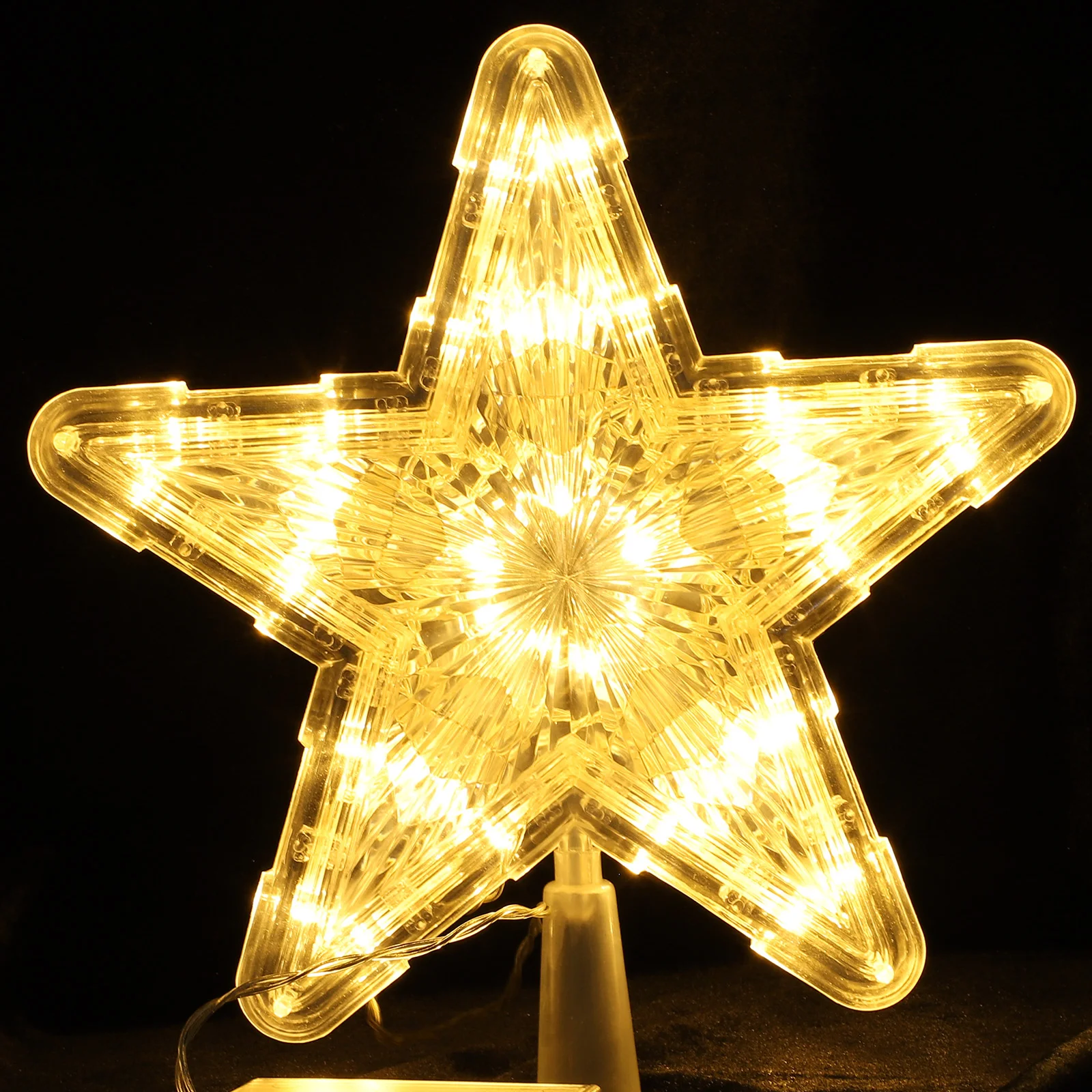 

Christmas Tree Lights LED Decor Creative Night Star Modeling Xmas Lamp Treetop Five-pointed Plastic Home Chic Small Topper