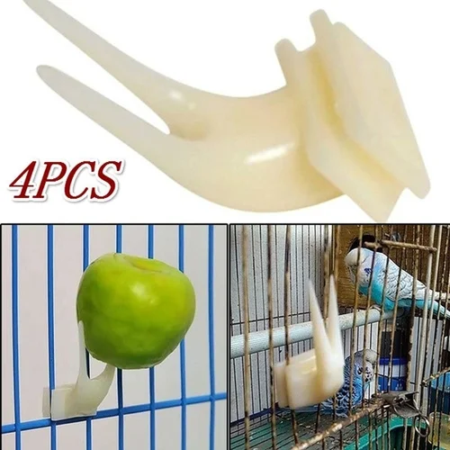 새 앵무새 과일 포크 애완 동물 용품, 플라스틱 식품 홀더, 케이지 먹이 공급, 4 개 2