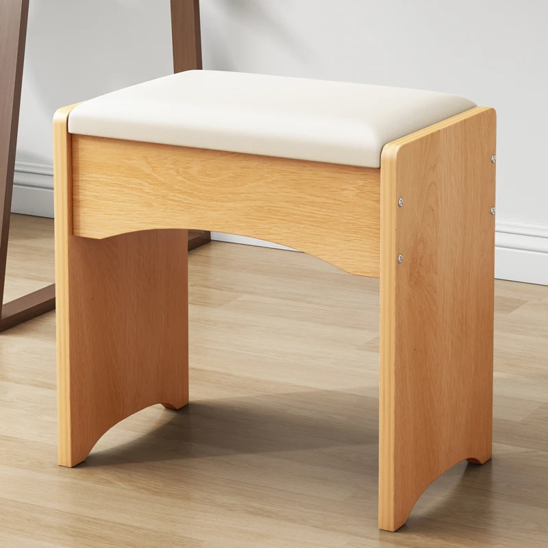 

Fluffy Girls Bedroom Chair Dressing Table Modern Wooden Mobile Vanity Chair Design Ottoman Nordic Banquinho Minimal Furniture