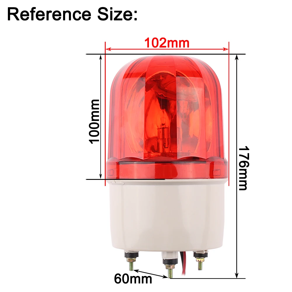 Description Picture 2 of itemRotating Beacon Warning Buzzer/NO Sound Strobe Alarm Lamp LTE-1101J DC12V24V AC220V Yellow Blue Red Green Signal Indicator Light