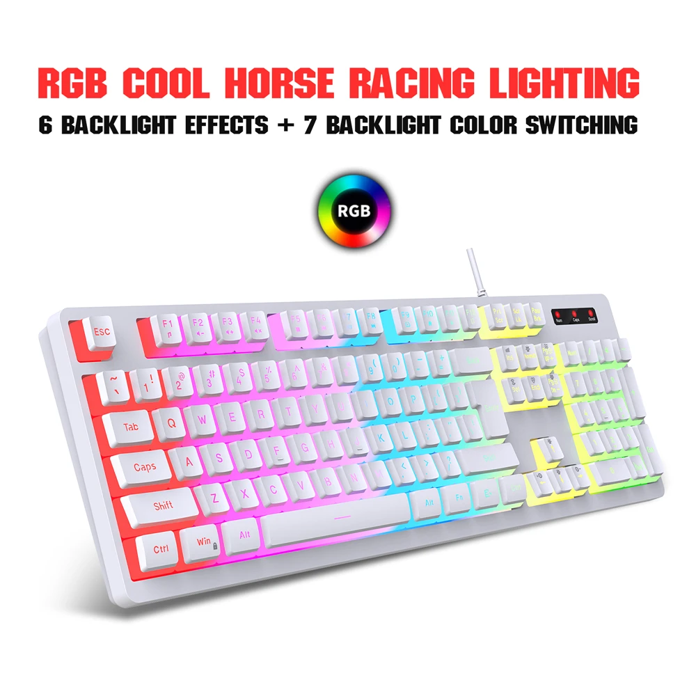 

104 Keys LED Lighting Keyboard Wired Keyboard Rgb Keyboard USB Port Use For Desktop Laptop