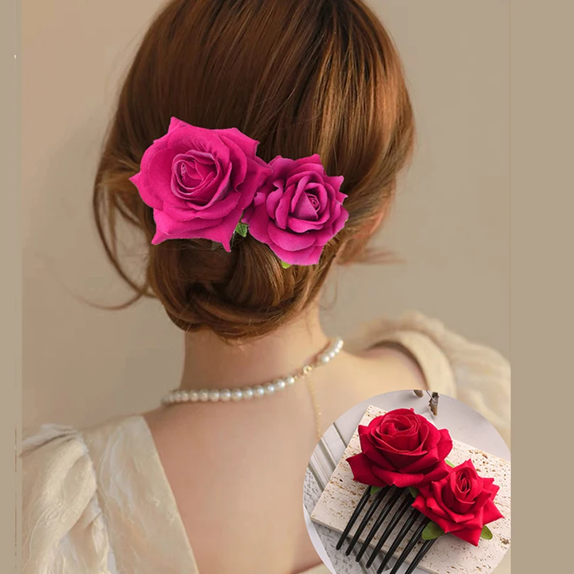 AWAYTR Braut-Haarkämme, Hochzeit, Blumenmuster, Frauen, Stimulation, Blumen-Haarnadeln, Bräute, Hochzeit, eleganter Haarschmuck, 2024, neu