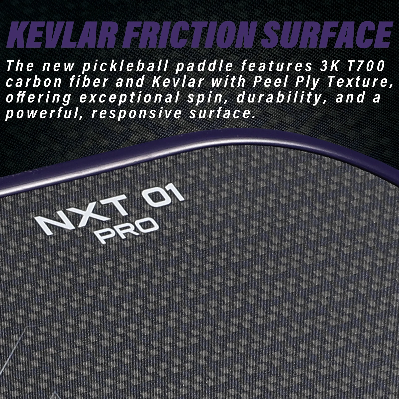 Pickleball Paddle 3K T700 Carbon Fiber with 3D T-Kevlar Texture Surface for Power & Control,16MM Thermoformed Pickleball Rackets
