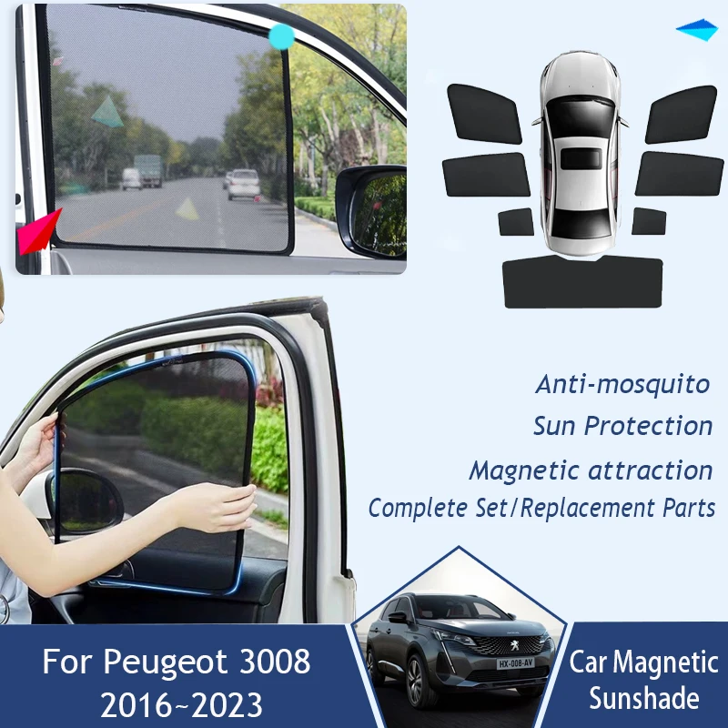 

Car Magnetic Coverage Sunshades For Peugeot 3008 P84 2016~2023 Anti-UV Net Sunscreen Window Visor Sunshade Cover Car Accessories