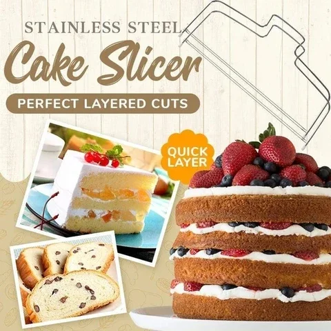 

Adjustable Stainless Steel Double Line Cake Slicer Device DIY Bakeware Kitchen Cooking Tool Mold Dropshipping