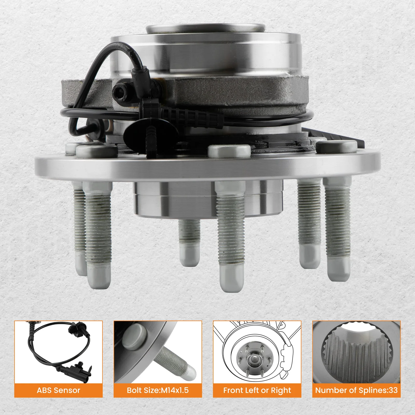 

AWD RWD Front Wheel Bearing and Hubs for GMC Sierra 1500 Yukon XL 1500 for Chevy Silverado