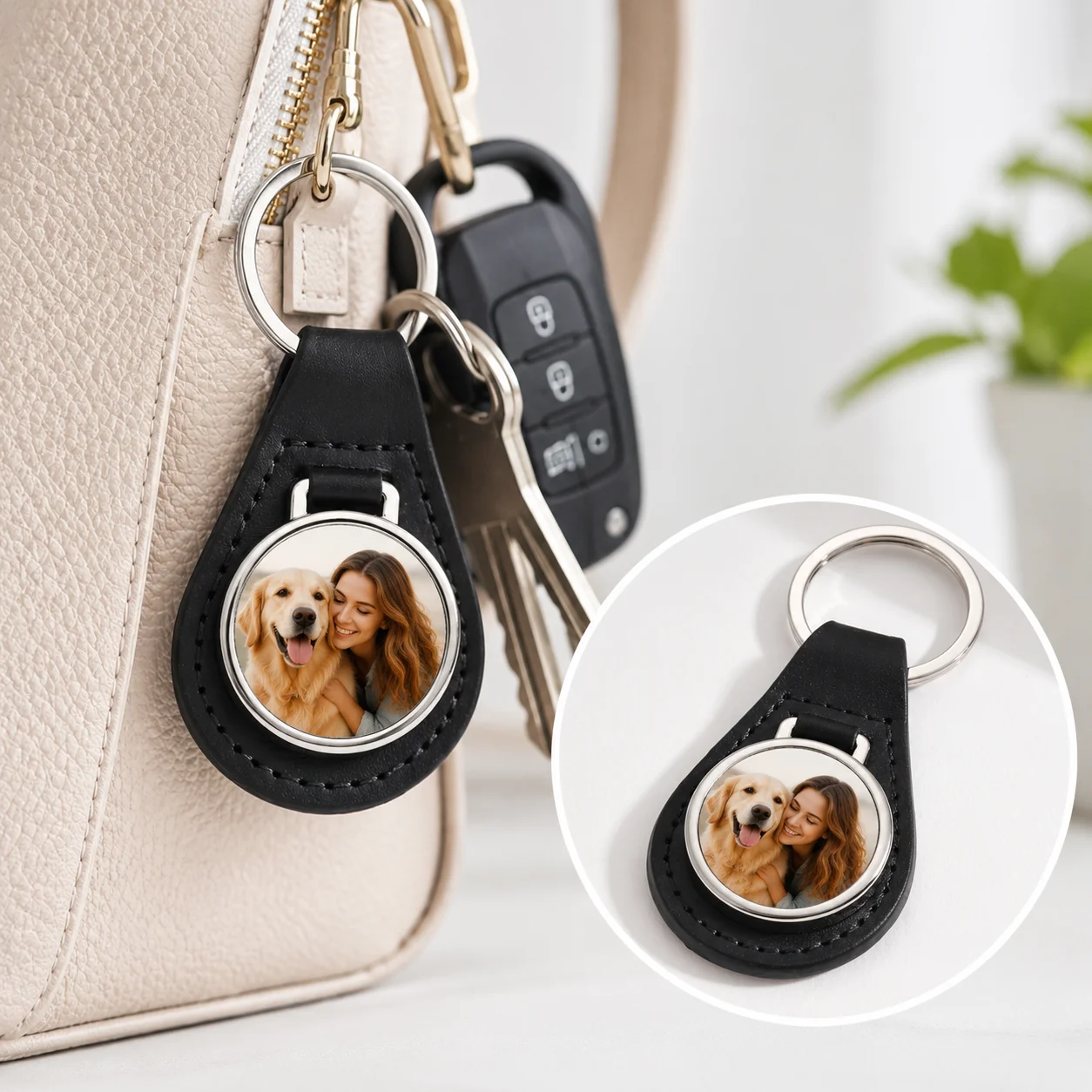 Custom Leather Photo Keychain – Unique Keepsake Jewelry Gift