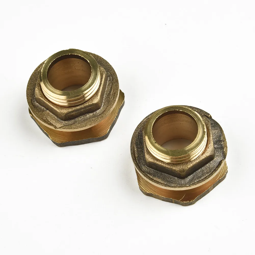 

2PCS 1/2 Or 3/4 Brass Water Tank Connector Rain Water Pipe Through Hole, Water Tank Screw Connection Anti-corrosion