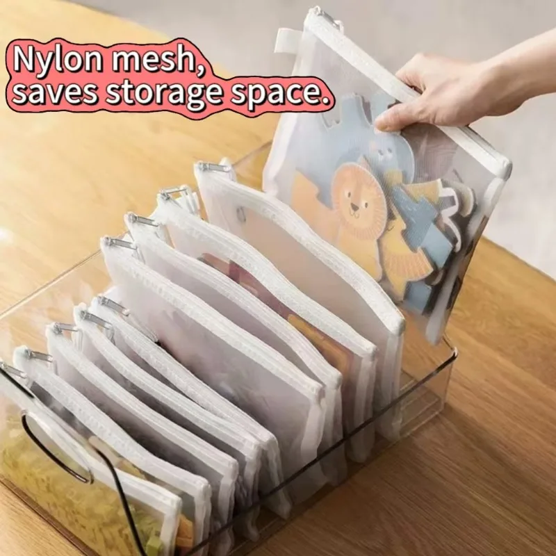 1-24pcs Storage Bag Mesh Zipper Toy Building Block Puzzle Sub-package Children Particle Transparent Finishing Storage Bag