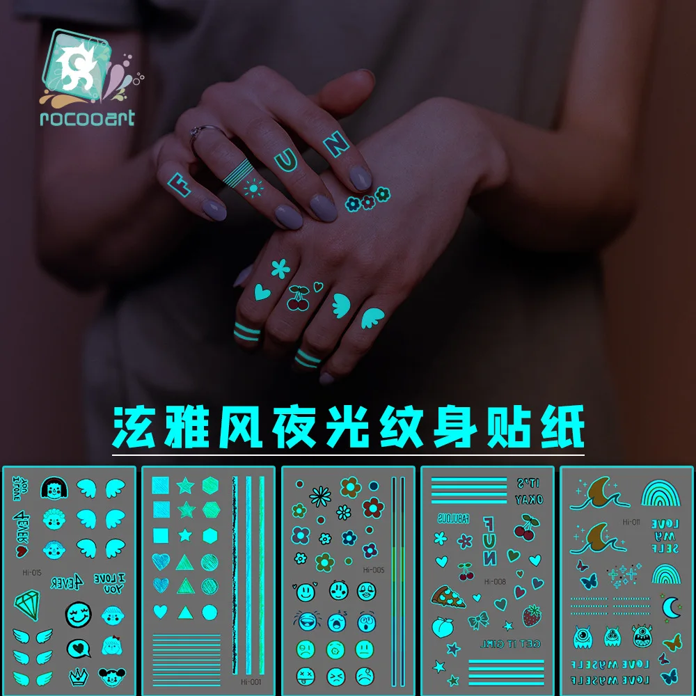 Birthday Party Decorations Glow Party Tattoo Stickers Fluorescent Halloween Face Body Sticker Neon