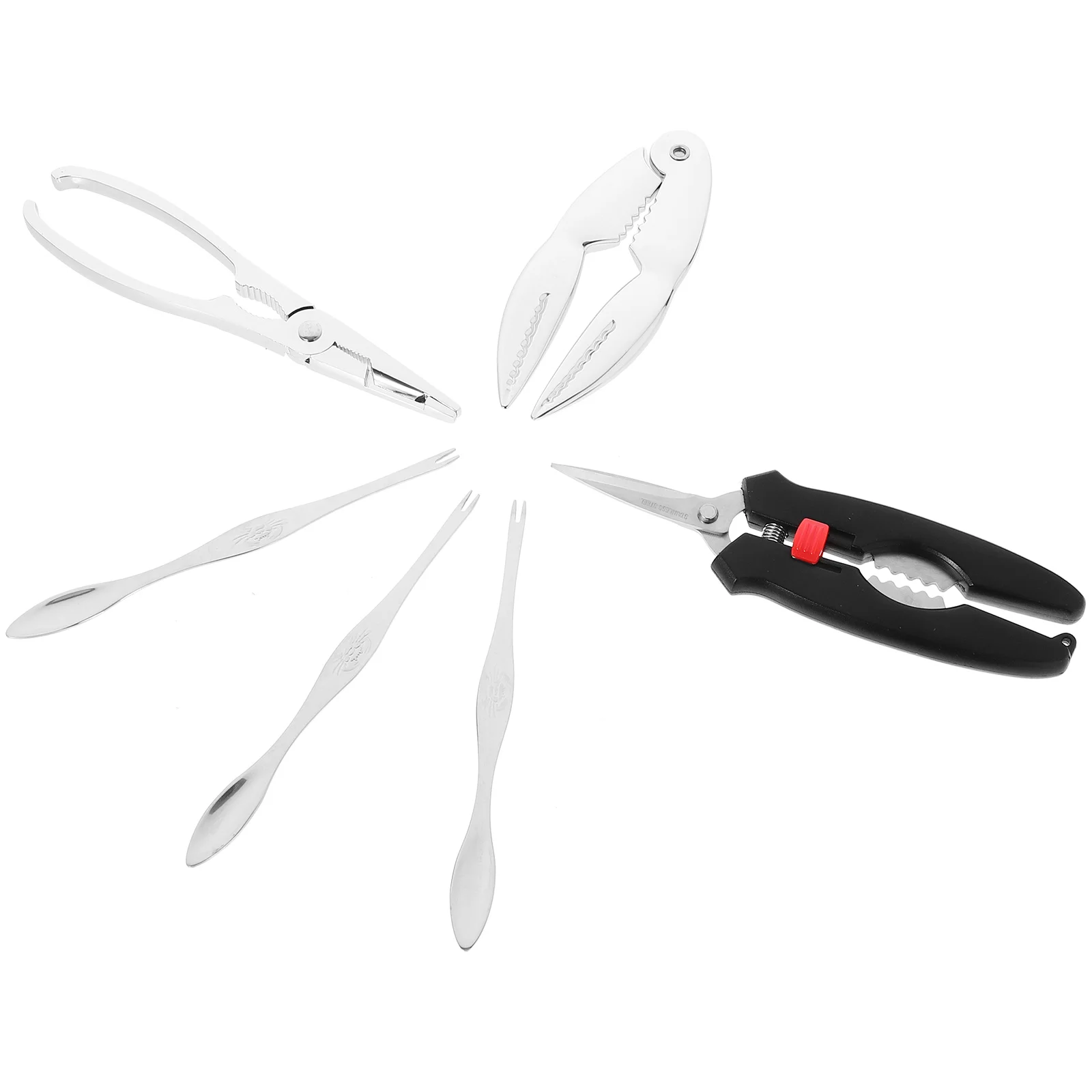 

6pcs Seafood Tools Set Eating Tools Stainless Steel Shears Opening Tools Seafood Crackers Picks Tools Set for Home Restaurant