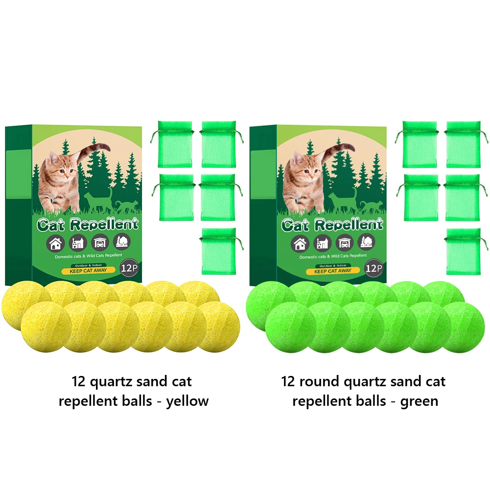12 Pack Cat Deterrent Ball Natural Peppermint Oil Cat & Dog Nature Repellent Device To Keep Feral Cats Stray Dogs Out of Yard