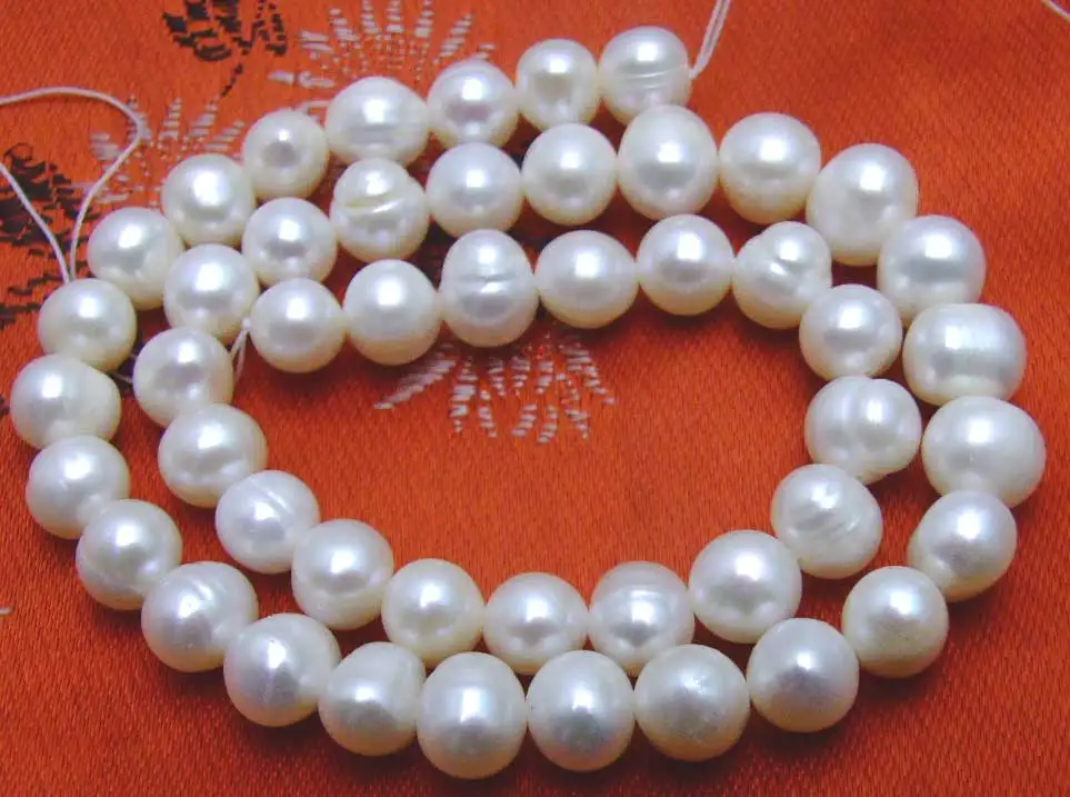 Qingmos 8-9mm Round Freshwater Natural White Pearl Beads for Jewelry Making DIY Necklace Bracelet Earring Loose Strands 14