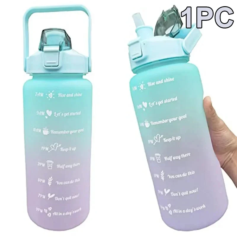 Stay Hydrated 2-Liter Leakproof Sport Water Bottle with Motivational Time Markers