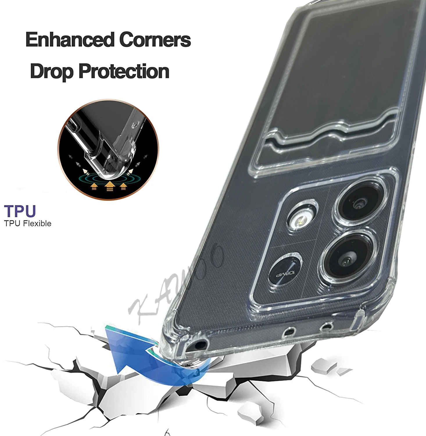 Transparent Card Slot Holder Wallet Slim Soft TPU Case Cover