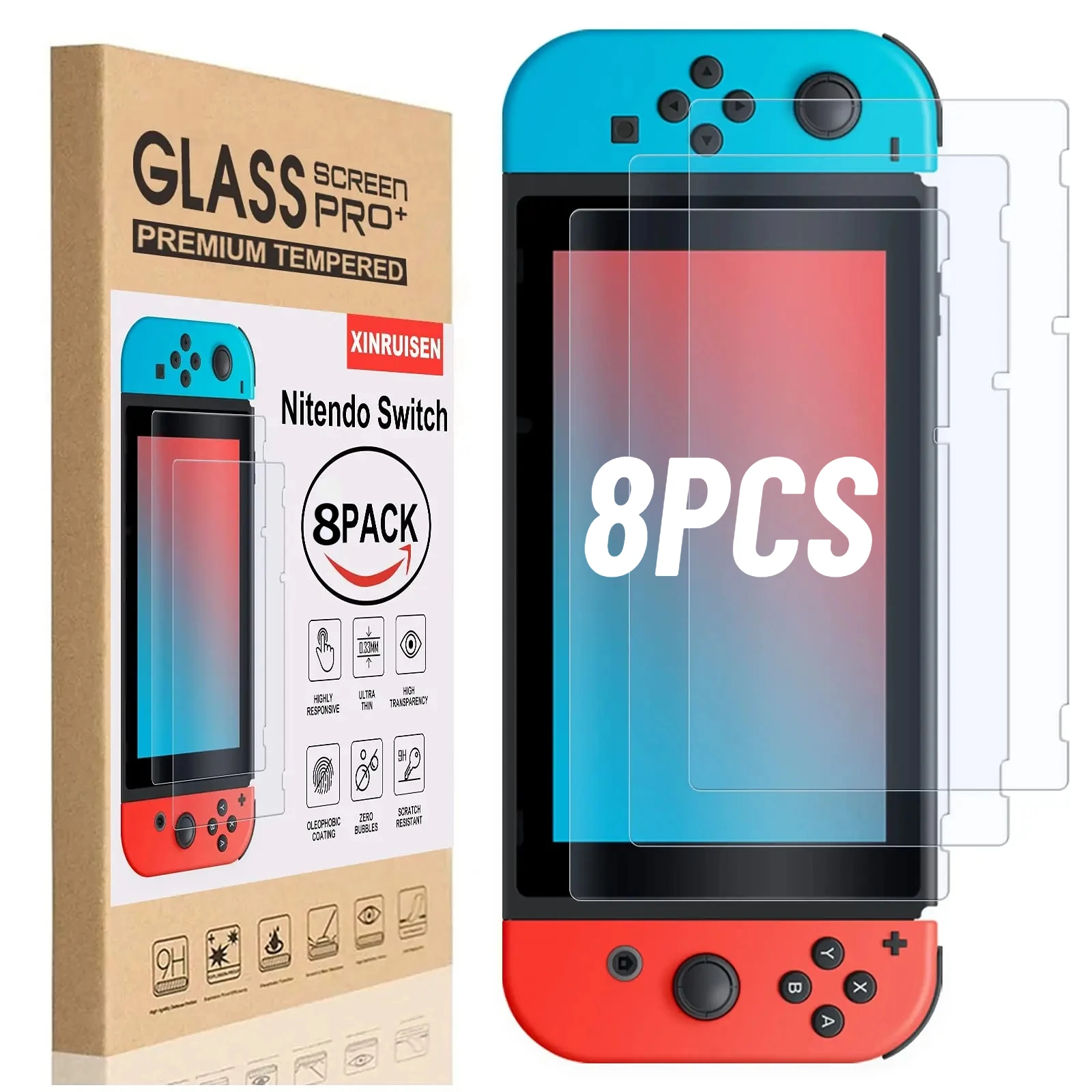 8/4PCS Tempered Glass Screen Protector for Nintendo Switch Switch OLED Hard Protector Film Game Console