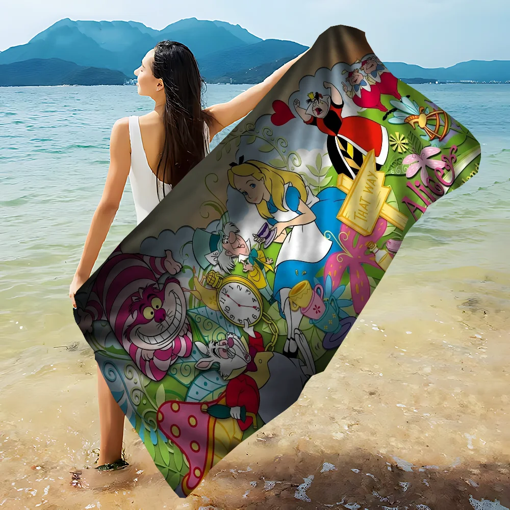 Cartoon A-alice In W-wonderland Anime Beach Swimming Towel Soft Absorbent Washcloth Children's Gifts For Kids Travel Camping Gym 2