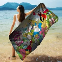 Cartoon A-alice In W-wonderland Anime Beach Swimming Towel Soft Absorbent Washcloth Children's Gifts For Kids Travel Camping Gym 2