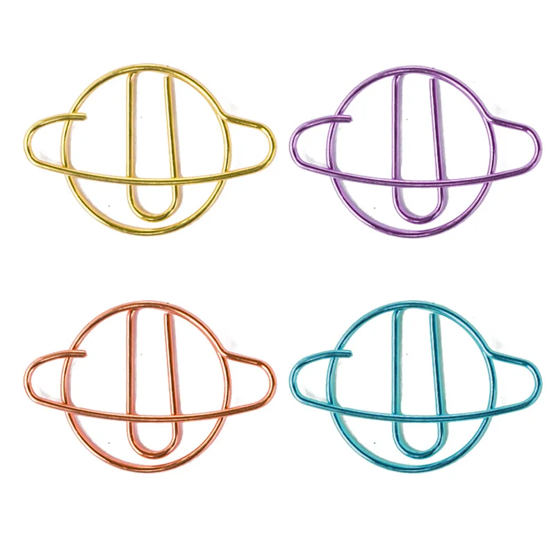 15pcs 다채로운 행성 모양 종이 클립 크리 에이 티브 종이 클립 사무실 장식 메모 클립 장식 학교 용품