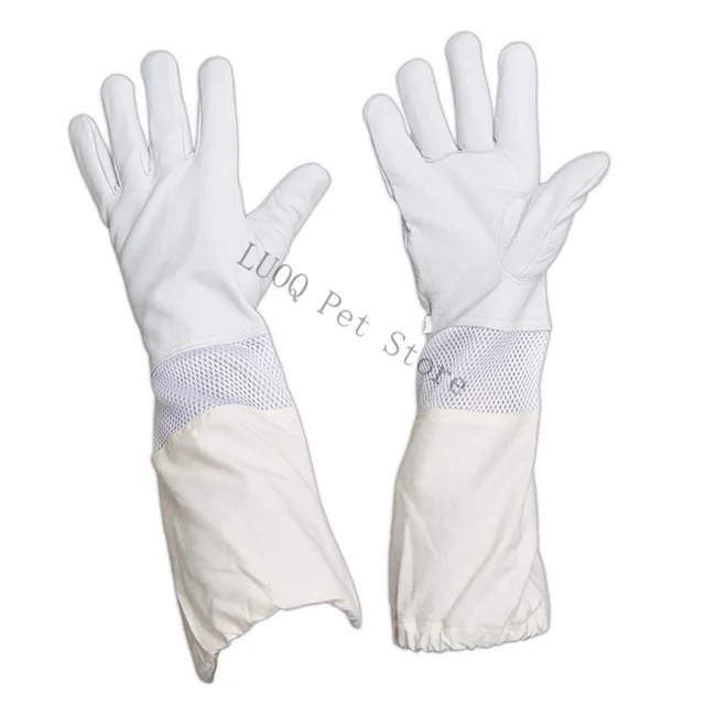 1Pair Méhészeti Kesztyű Védő Ujjai Lélegző Méhek/Szúrás/Harapás Báránybőr Hosszú A Méhész Eszközökhöz - Image 2