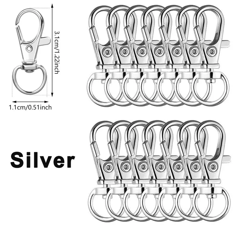 Multipack Swivel Clasps - Metal Lobster Claw Hooks for Crafts and DIY Projects