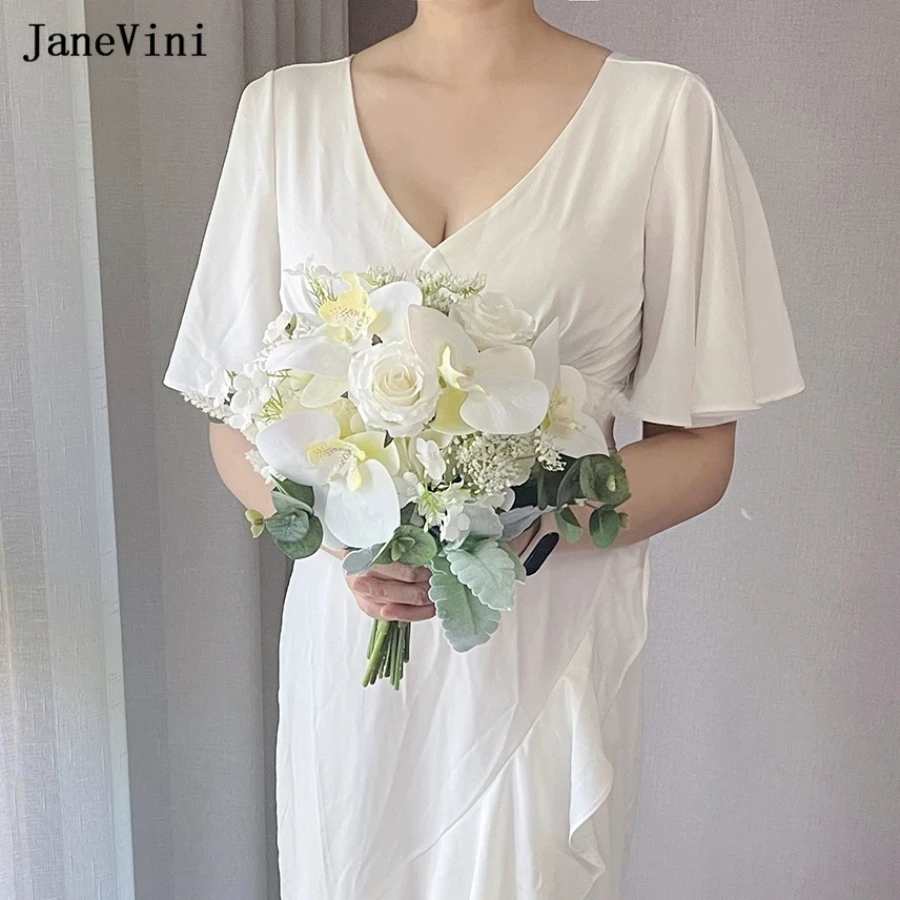 

Элегантные корейские свадебные букеты подружки невесты jaevini 2023, шелковые розы ручной работы, белые цветы, аксессуары для невесты и свадьбы