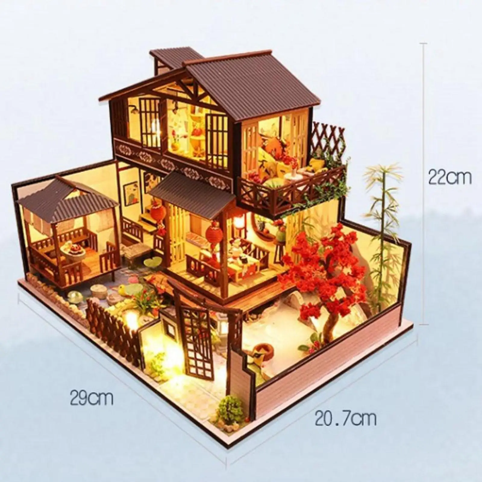 Mini DIY Wooden Dollhouse Miniature W/ Light Furniture Doll House Model Creative Room Birthday Gift 