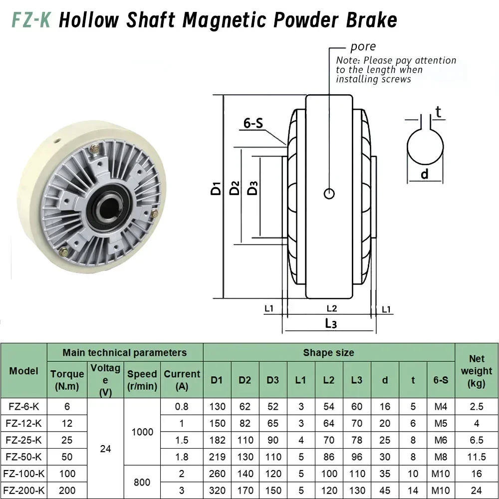 Magnetic Powder Brake Tension Controller Kit Magnetic Particle Brake 0.6kg-40kg DC24V 6Nm-400Nm Unwinding 1400rpm for Textile