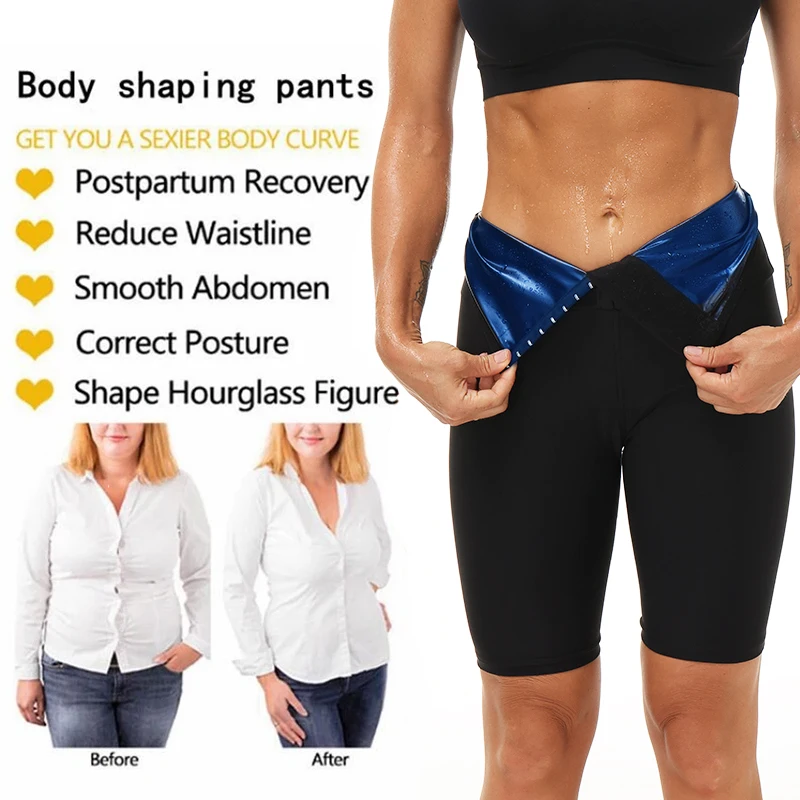 Sweat Waist Trainer Belt Body Shaper Pants Workout Shorts Sauna Effect Leggings Tummy Control Slimming Shapewear Thigh Trimmer
