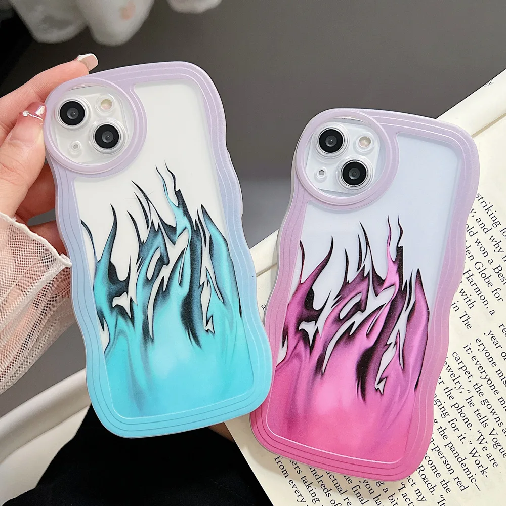 Custodia Per Telefono Red Flame Per Iphone 15 Pro Custodia Iphone 11 15 13 14 Pro Max Mini X Xr Xs 7 8 Plus Se 2020 Wave Bumper Cover Posteriore Morbi
