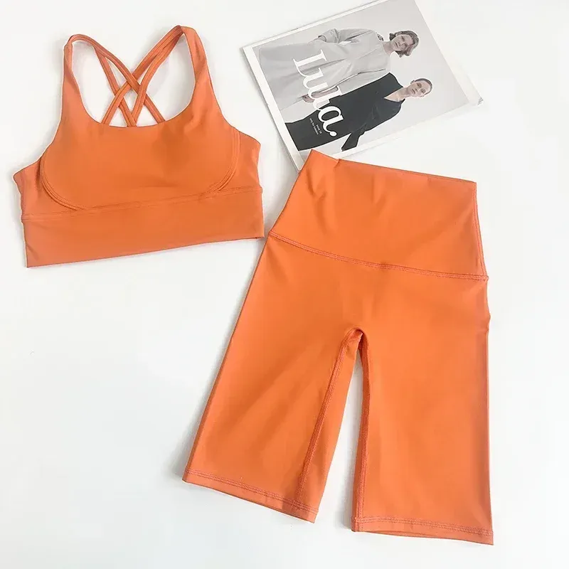 2PCS Yoga Suit Sports Set Quick-Drying Gym Set Women Tracksuit Running Shorts Suit Workout Fitness Tracksuit Sportswear