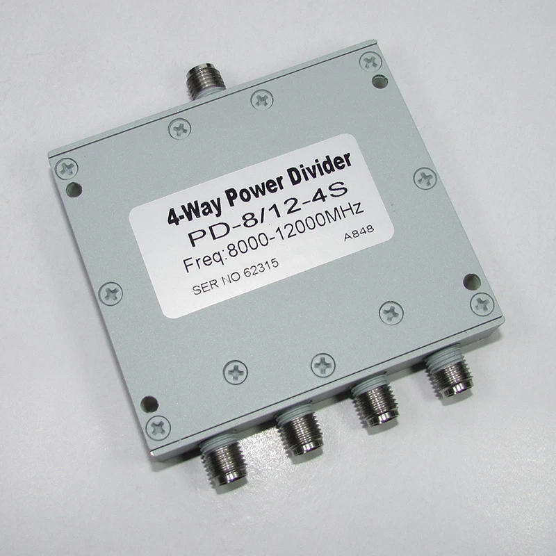 

PD-8/12-4S 8-12GHz 20W X-band RF Microwave SMA One Split Four Power Divider 4-way Power Divider