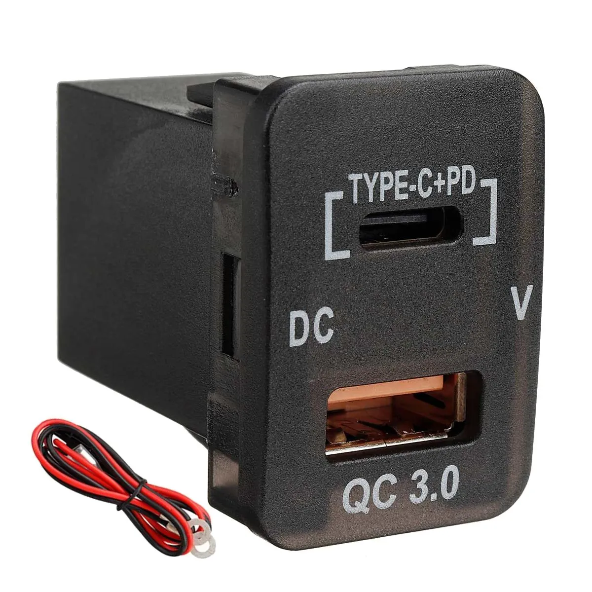 

Car Type-C+PD QC3.0 Charger Dual USB Adapter Dashboard Socket Voltmeter for
