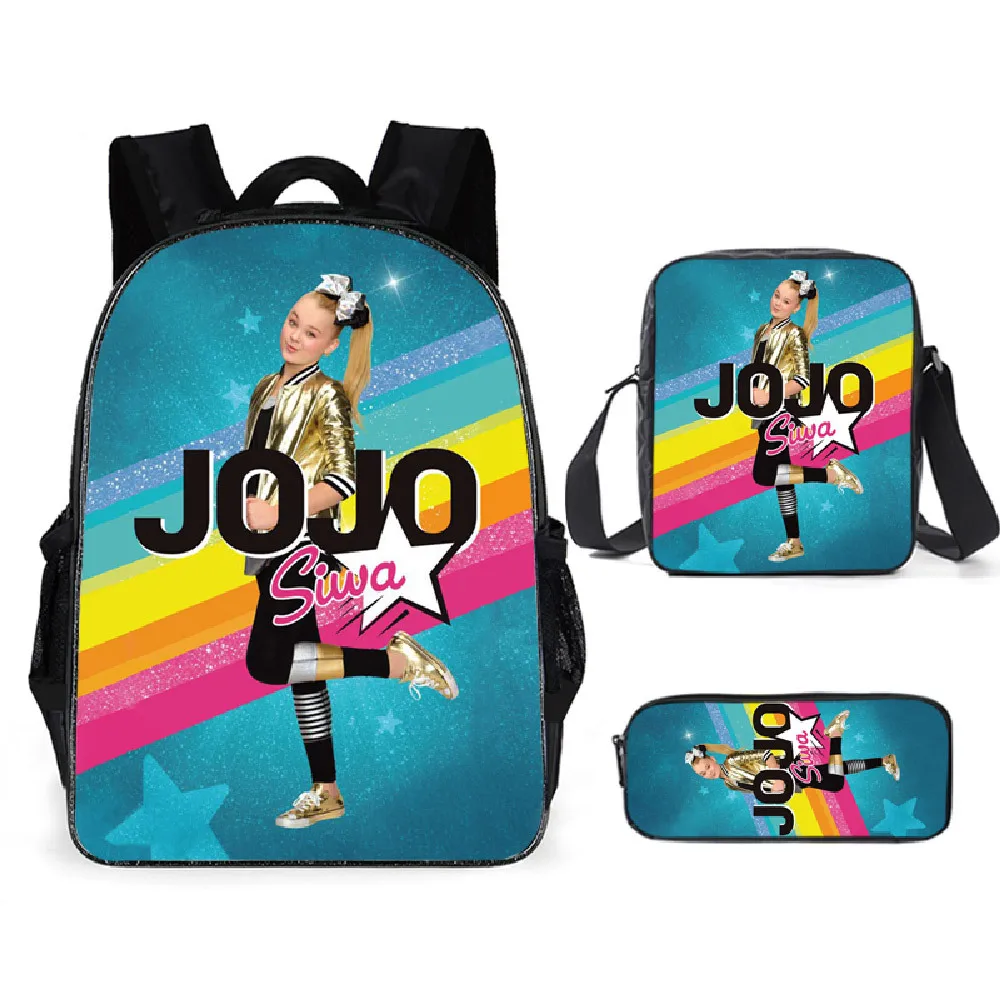 Classic Trendy Funny JOJO SIWA 3D Print 3pcs/Set pupil School Bags Laptop Daypack Backpack Inclined shoulder bag Pencil Case