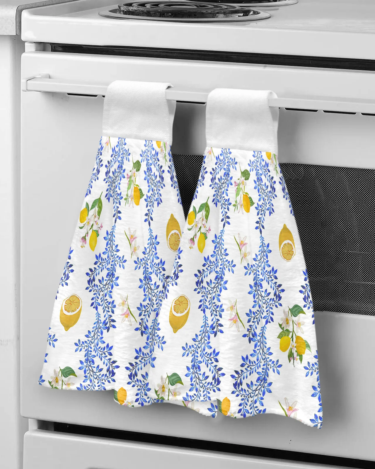

Vintage Lemon Flower Leaves Hand Towel Household Bathroom Microfiber Absorbent Towel Kitchen Hanging Cleaning Cloth