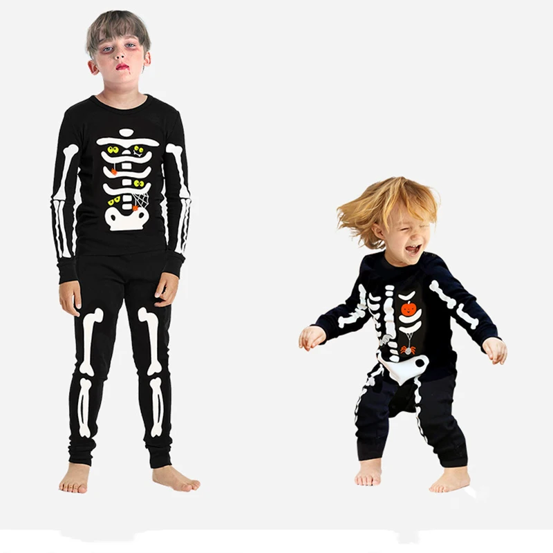 SAILEROAD-Conjunto de pijama de esqueleto para niño y niña, ropa de dormir para otoño e invierno, para Halloween - AliExpress Mobile