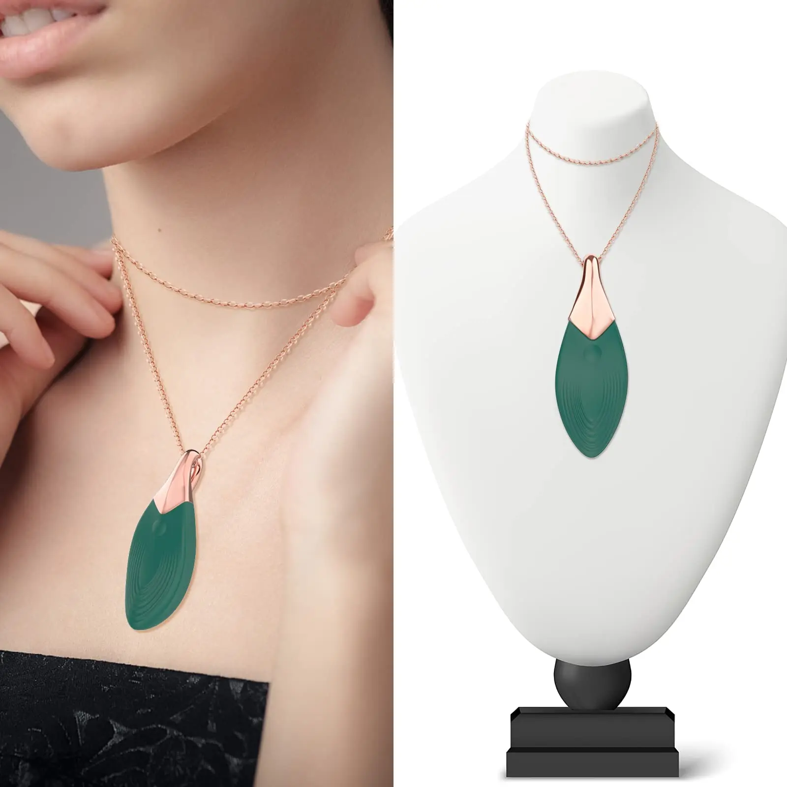Bullet Vibrator Necklace Shape Suitable for Clitoral Nipple Stimulator, Mini G-Spot Vibrator Silicone Massager, with 10 Vibrati