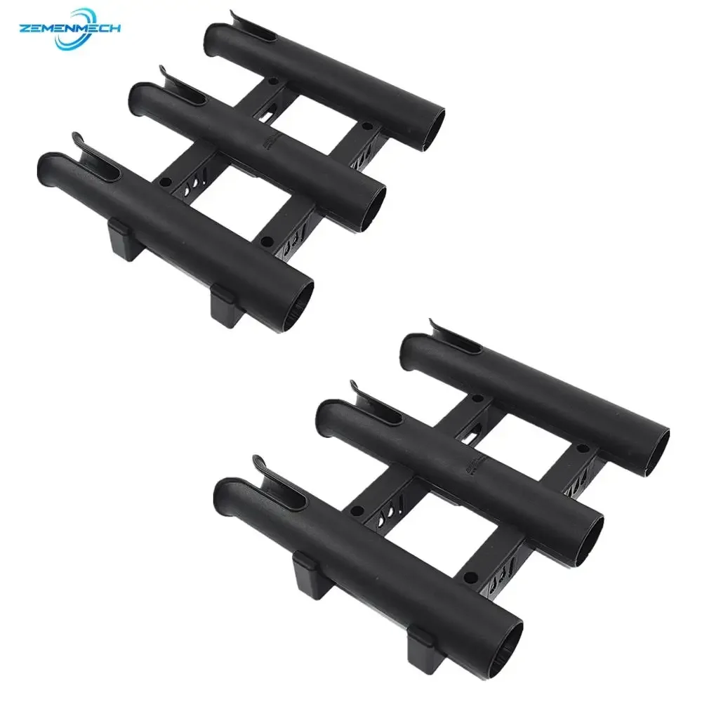 2Pcs 3 Tube Link Supporto Per Canna Da Pesca In Plastica Nera Presa Per Attrezzatura Da Pesca Per Barca Scatola Da Pesca Marina Kayak Yacht Rafting An
