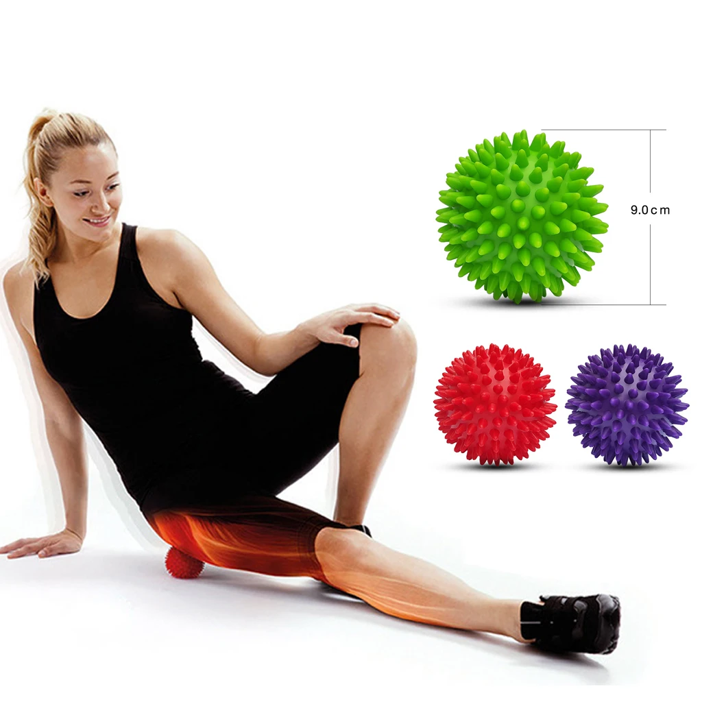 PVC bola de massagem Spiky para Yoga, bola durável, alívio das dores nos pés, fascite plantar, 9cm, esporte Fitness