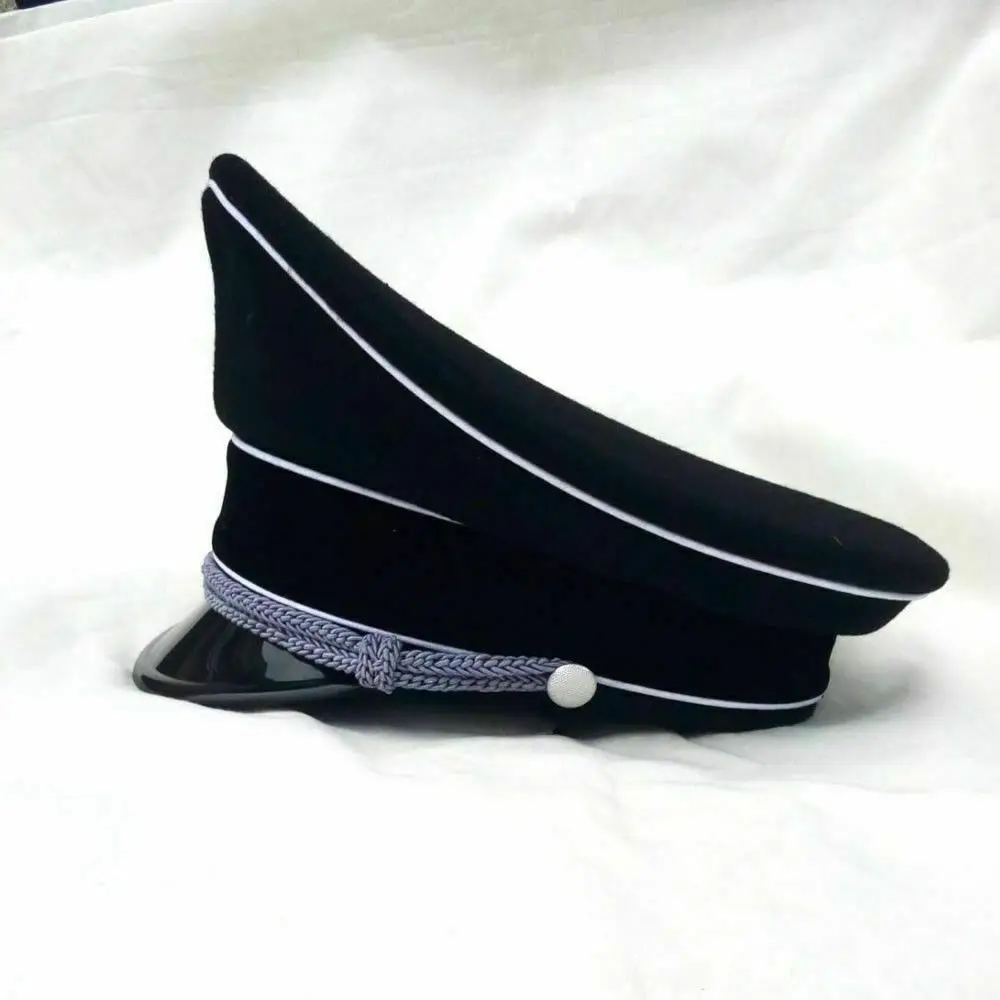 REPRO WWII German Army M32 Officer Visor Hat Military Cap Black Reproduction Military Reenactment WW2