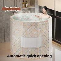 Bath Bucket Adult Full Body Bath Tub Folding Bath Bucket Free Installation of Portable Children's Tub 70 * 65 Padded 1