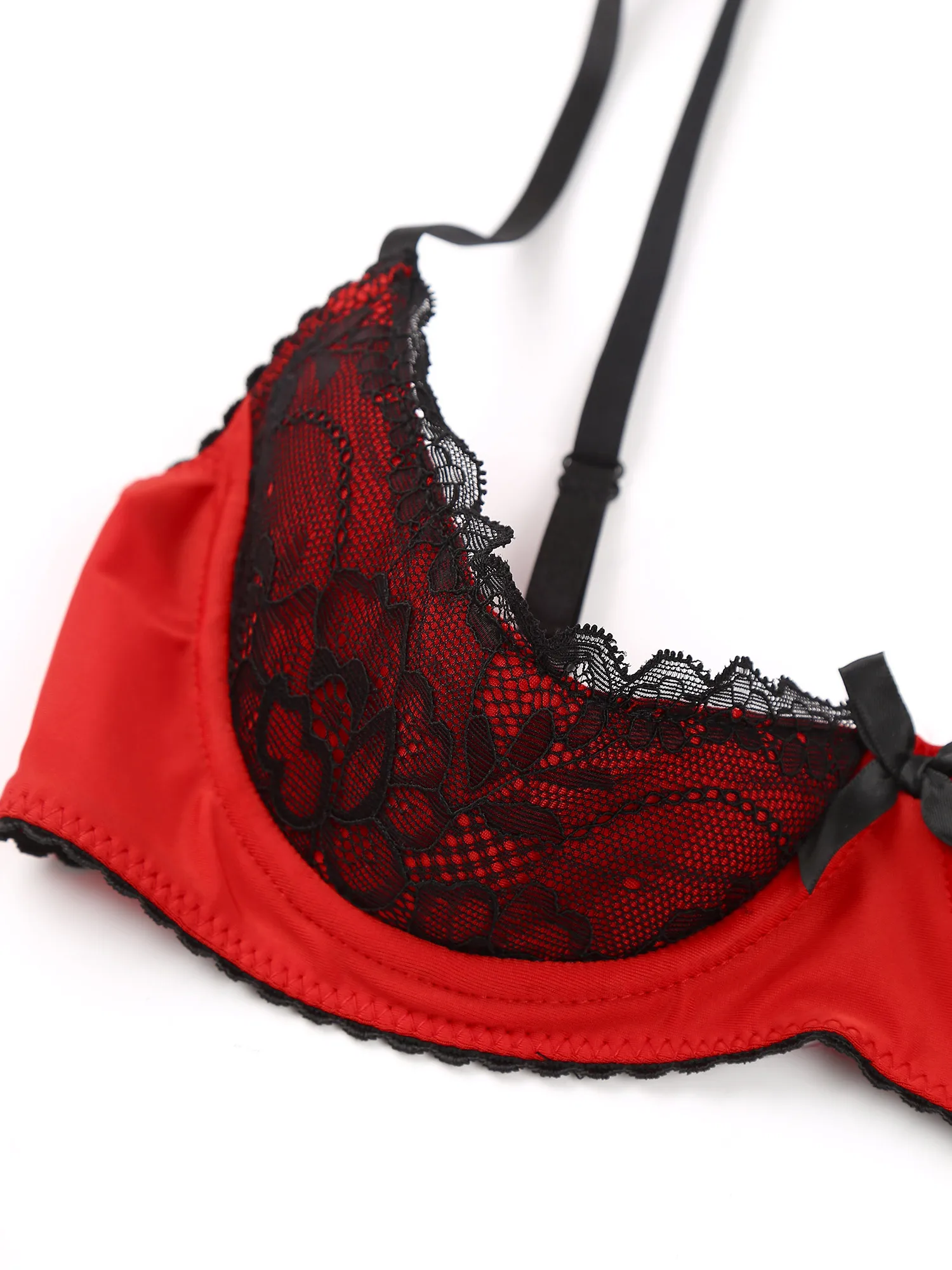 Reggiseno a mezza coppa in pizzo da donna con ferretto capezzolo