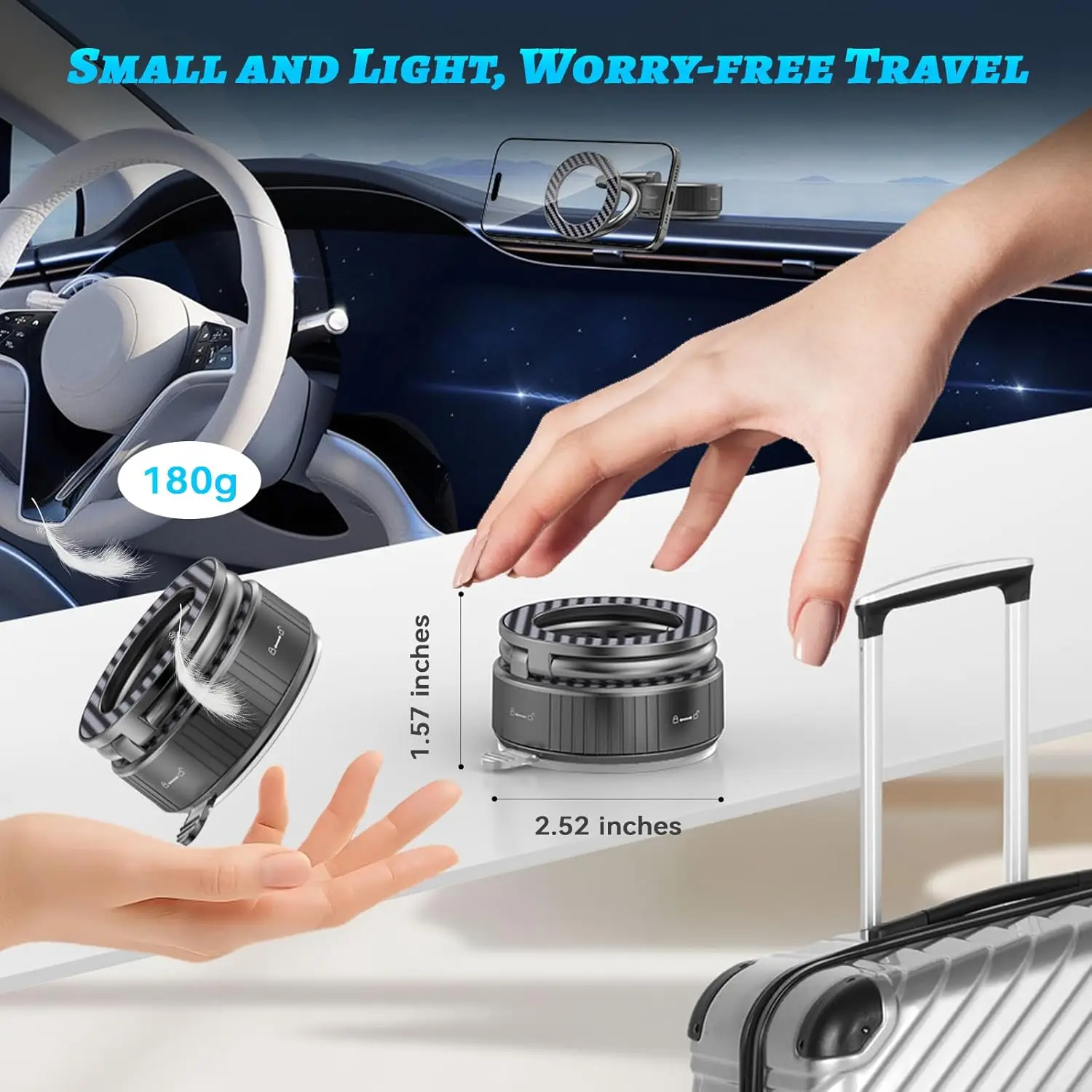 Foldable Vacuum Magnetic Phone Holder Vacuum Suction Stand for Car/Gym/Mirror/Shower For Magsafe iPhone 16~12 Pro Max Samsung