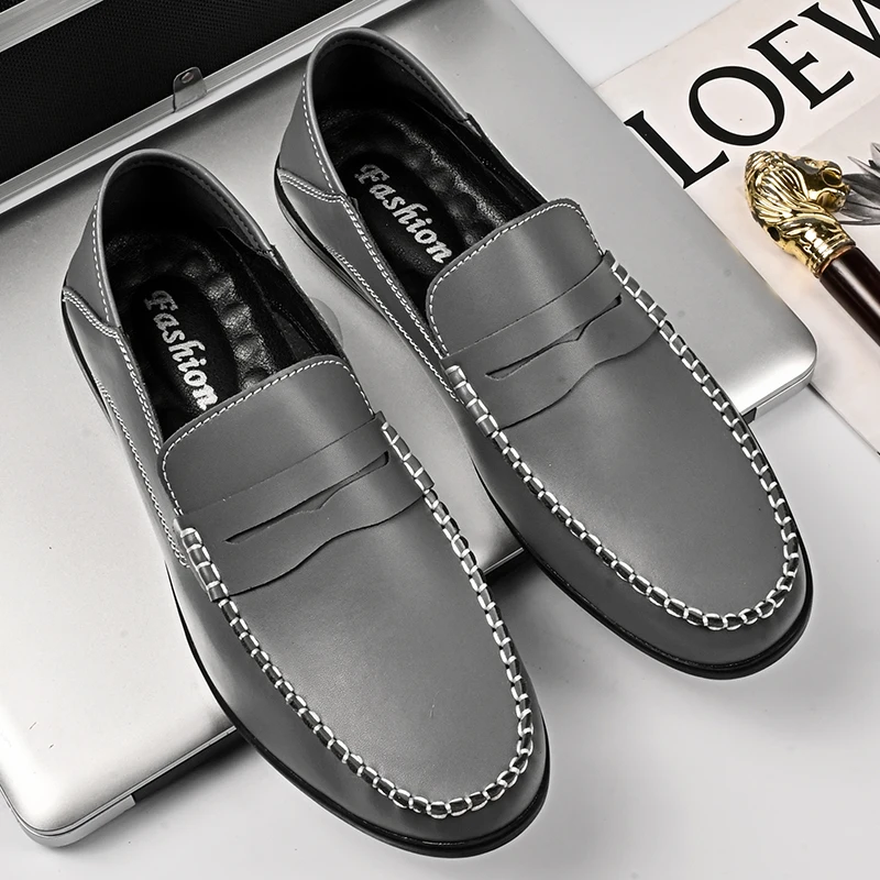 Leather shoes Shoes for Men Autumn Flat Leather Shoes Lightweight British Fashion Trend Brand Driving Business Men's