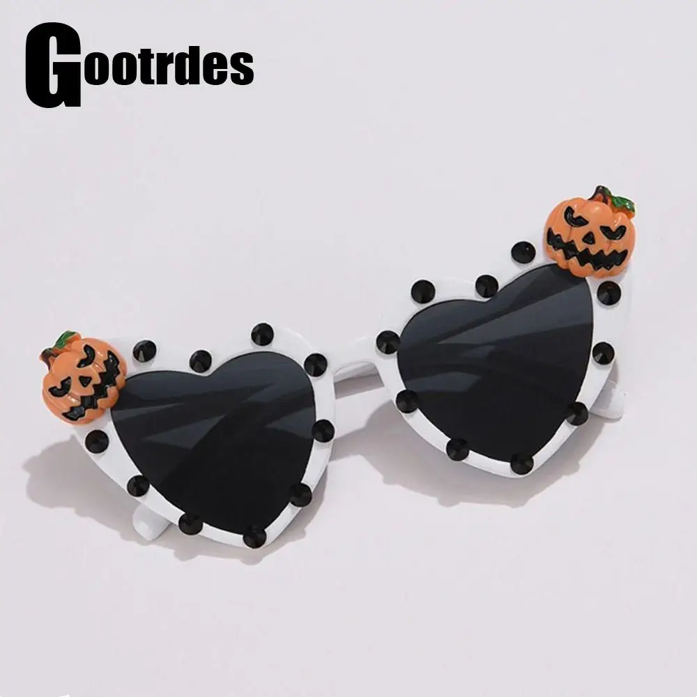 

Женские солнцезащитные очки в форме сердца, с рисунком тыквы, черепа
