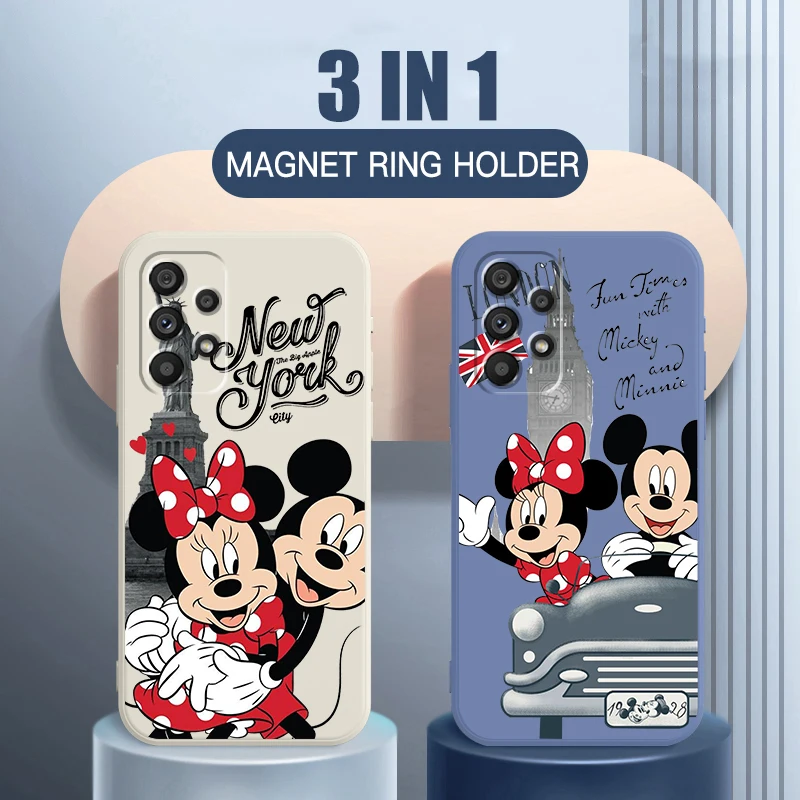 Disney Minnie Mickey London Liquid Left Rope Per Samsung A53 A52 S A33 A32 A51 A71 A21S A13 A73 A50 A72 A23 A12 5G Cover